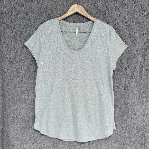 Banana Republic Metallic Silver Linen blend T-shirt Large - Picture 4 of 8
